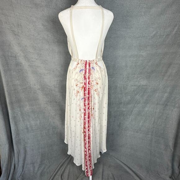 Free People Dress Women 6 Cream Floral Halter Maxi Fairy Whimsy Beach Boho Flowy - Picture 7 of 15